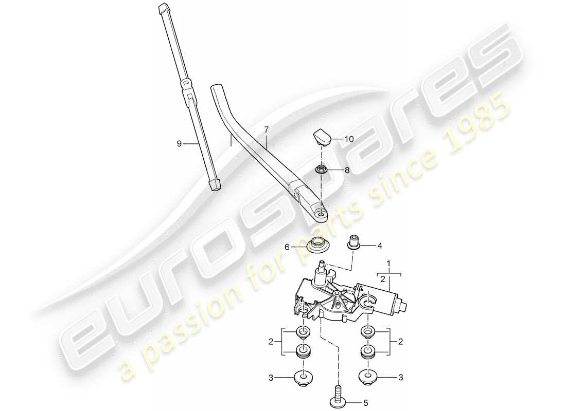 porsche 2007 (987 cayman) essuie-glace arrière schéma des pièces