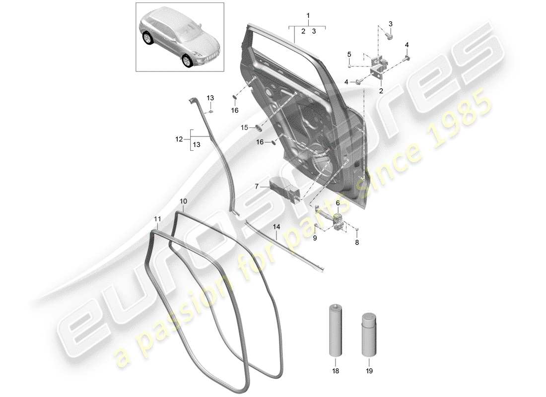 porsche 2018 (macan) coque de porte schéma des pièces
