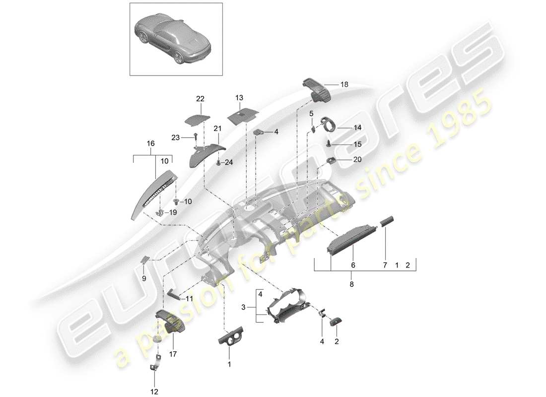 porsche 2012 (981 boxster) accessoires schéma des pièces