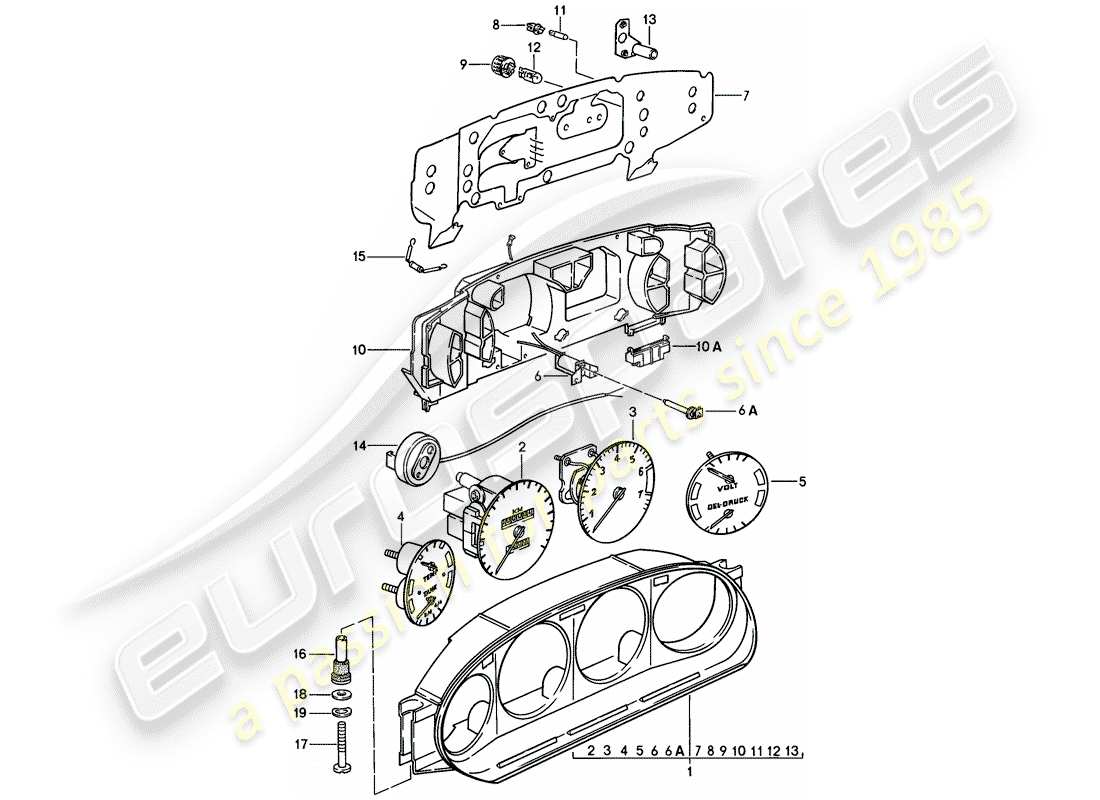 porsche 1982 (928) groupe d'instruments schéma des pièces