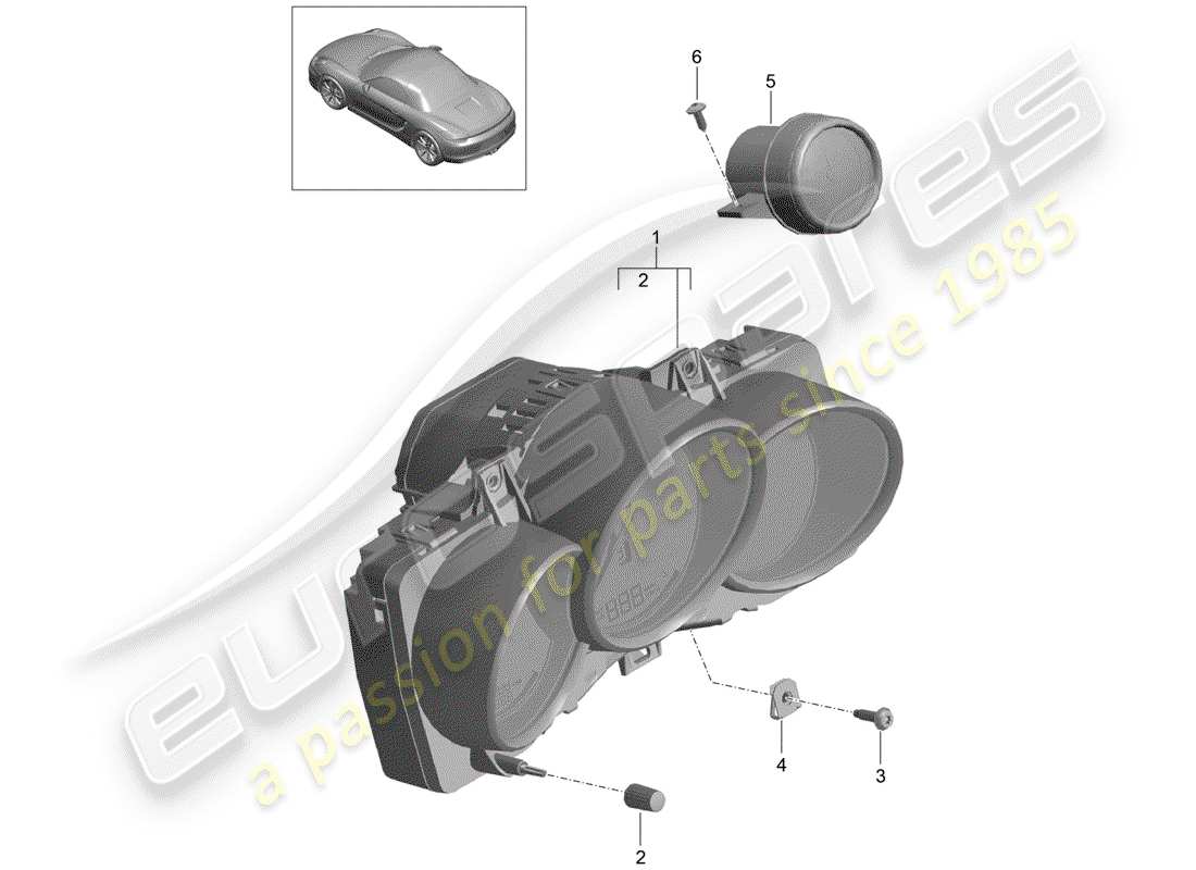 porsche 2012 (981 boxster) instruments schéma des pièces