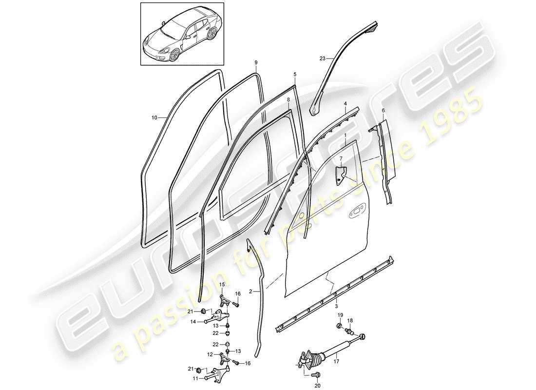 porsche 2016 (panamera 970) coque de porte schéma des pièces