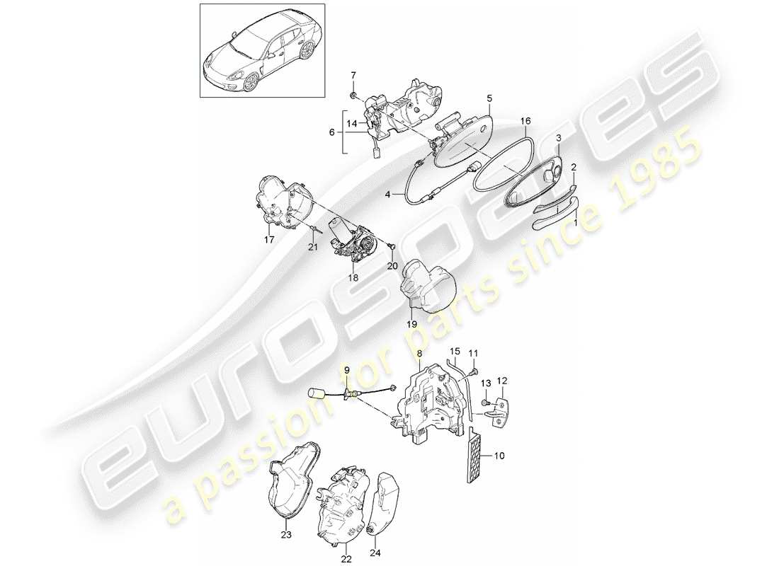 porsche 2010 (panamera 970) poignée de porte schéma des pièces