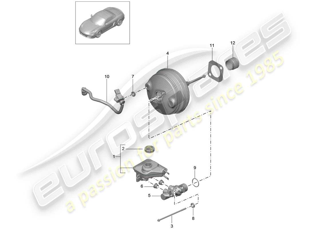 porsche 2016 (981 boxster) maître cylindre de frein schéma des pièces