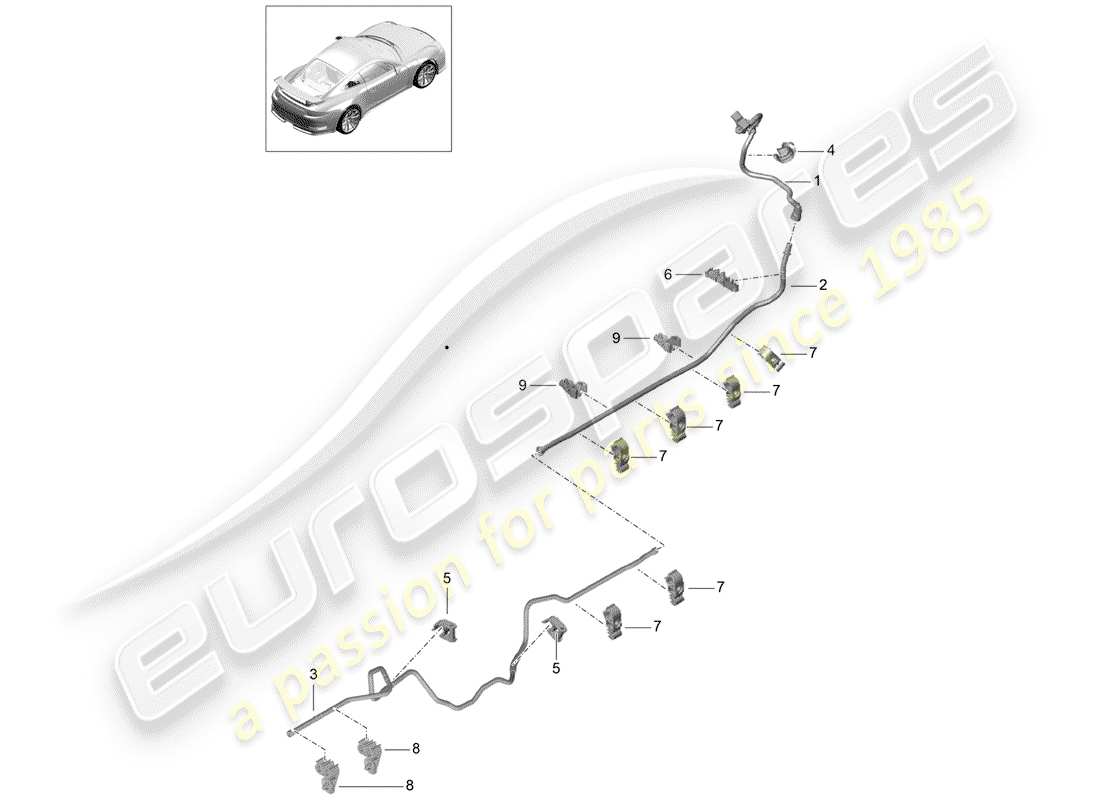 porsche 2018 (991-2 r/gt3/rs) ligne de vide schéma des pièces