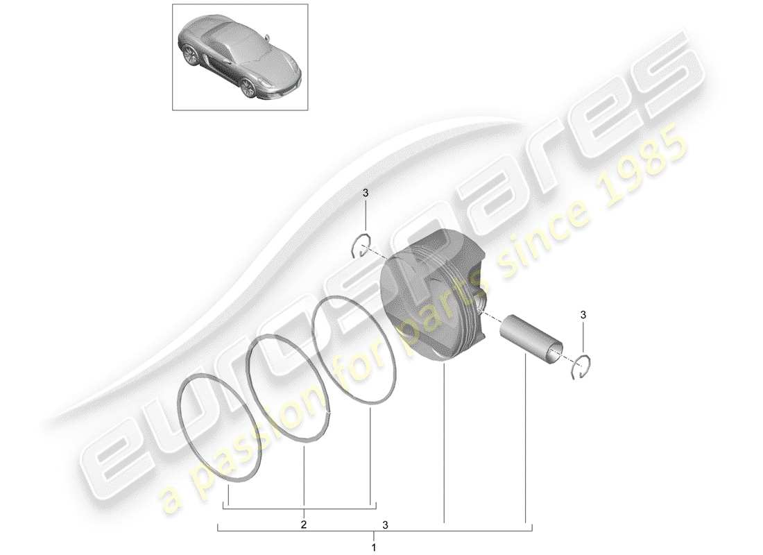 porsche 2012 (981 boxster) schéma des pièces du piston