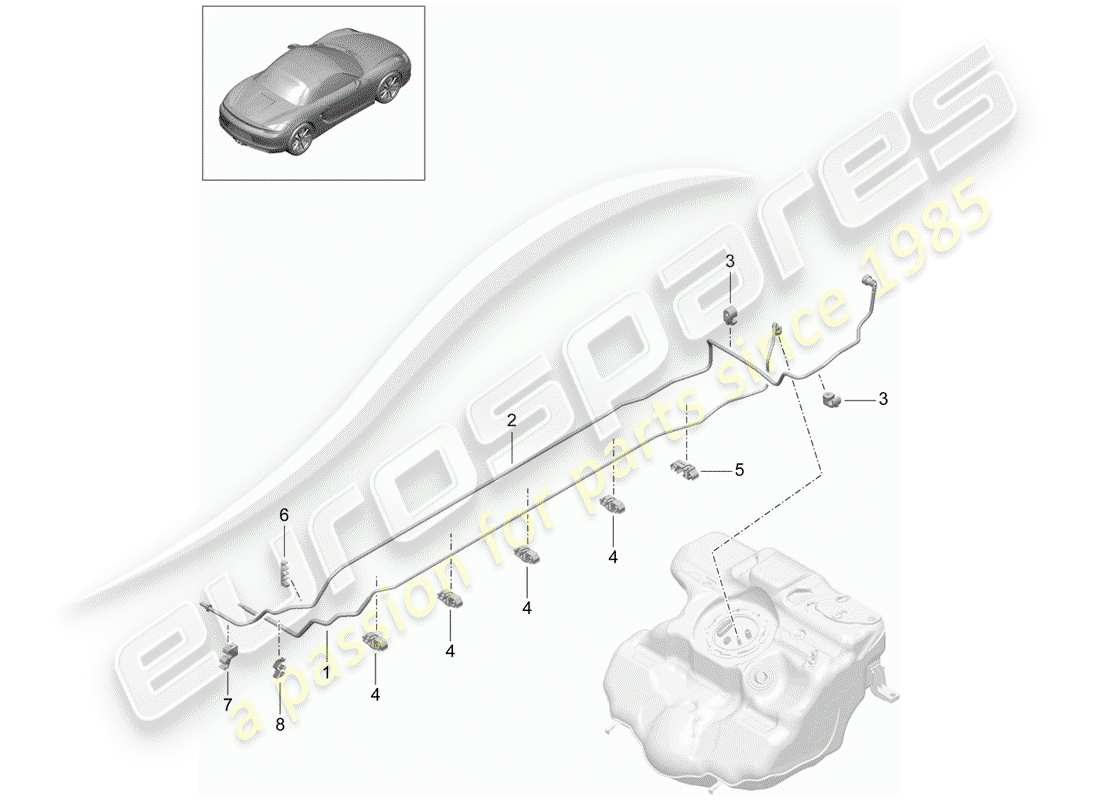 porsche 2012 (981 boxster) système de carburant schéma des pièces