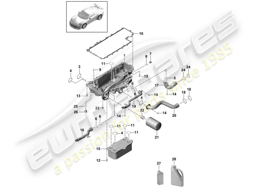 porsche 2019 (991-2 r/gt3/rs) filtre à huile schéma des pièces
