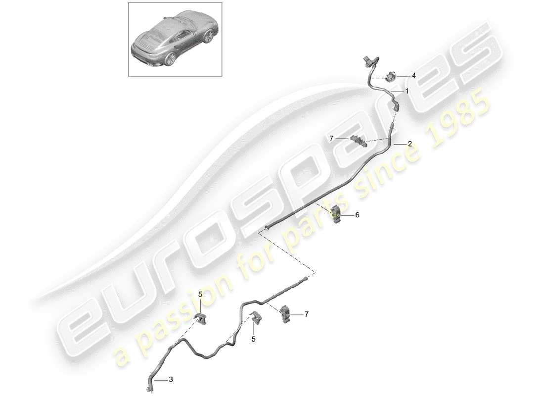 porsche 2020 (991-2 turbo) ligne de vide schéma des pièces