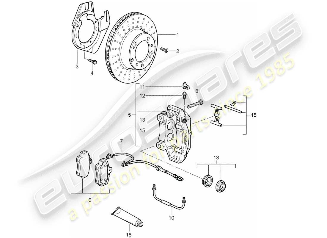 porsche 2009 997-2 turbo / gt2 freins à disque schéma des pièces