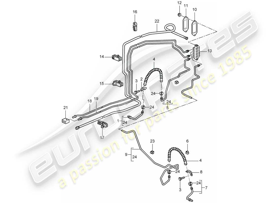porsche 2006 (987 boxster) conduite de frein schéma des pièces