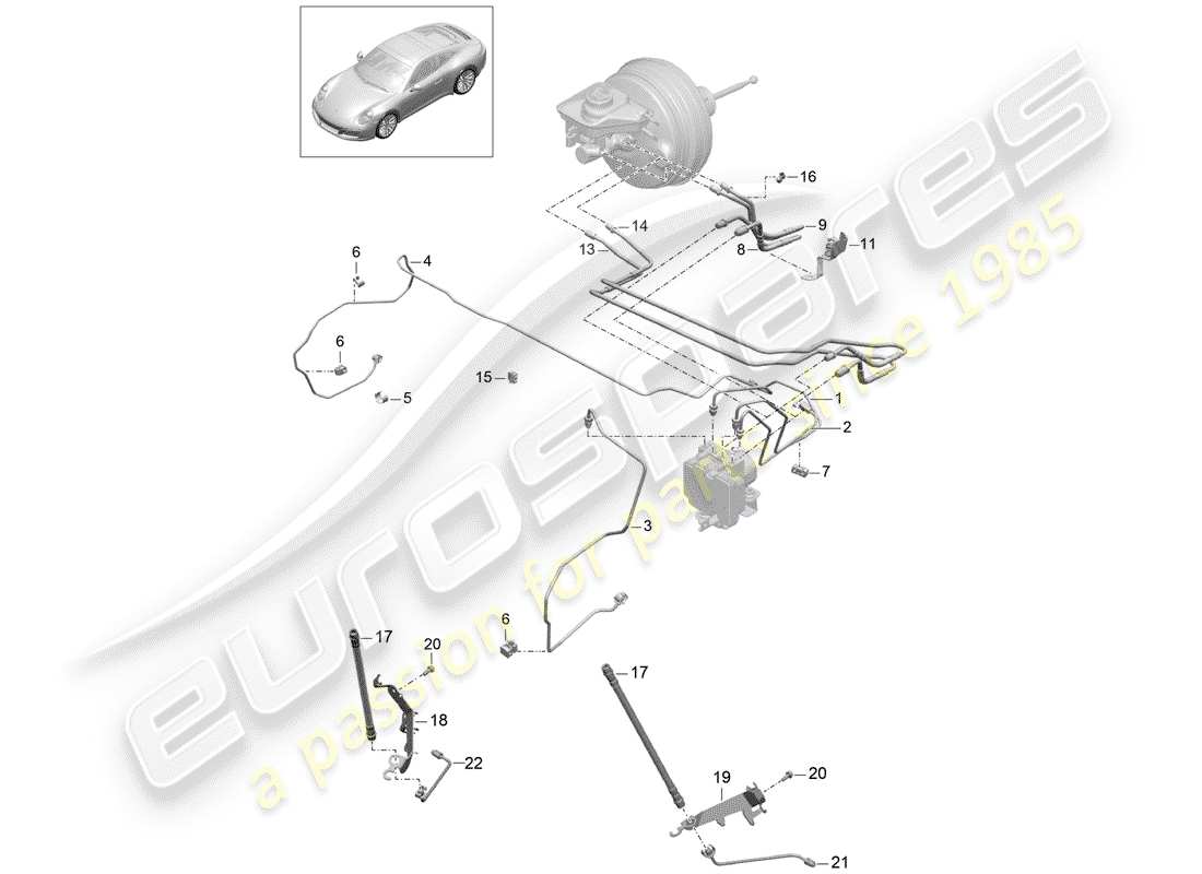 porsche 2019 (991-2) conduite de frein schéma des pièces