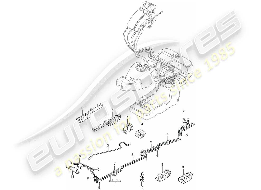 porsche 2005 (cayenne e1 9pa) système d'alimentation en carburant schéma des pièces