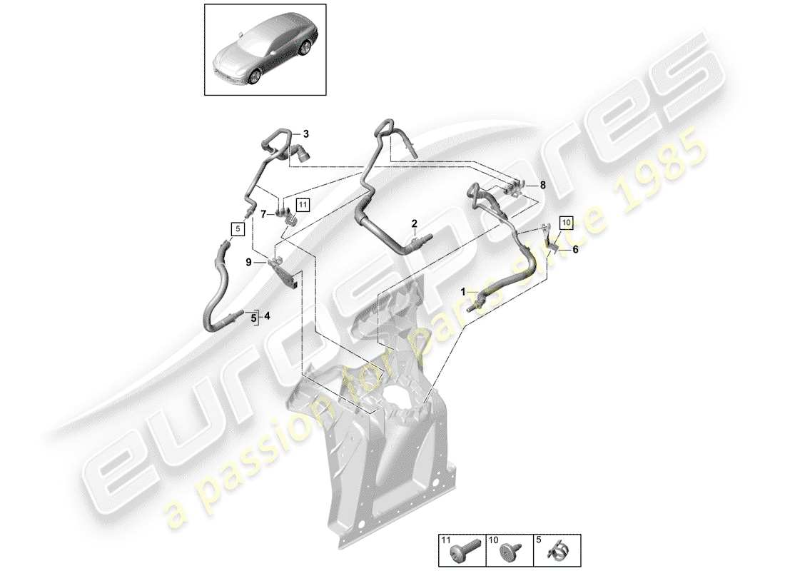 porsche 2019 (panamera 971-1) conduite de carburant schéma des pièces