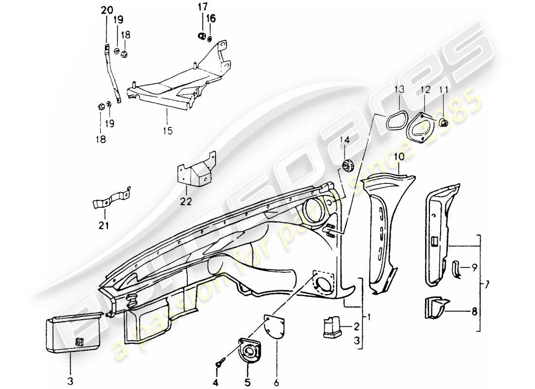porsche 1994 (964) panneaux intérieurs schéma des pièces