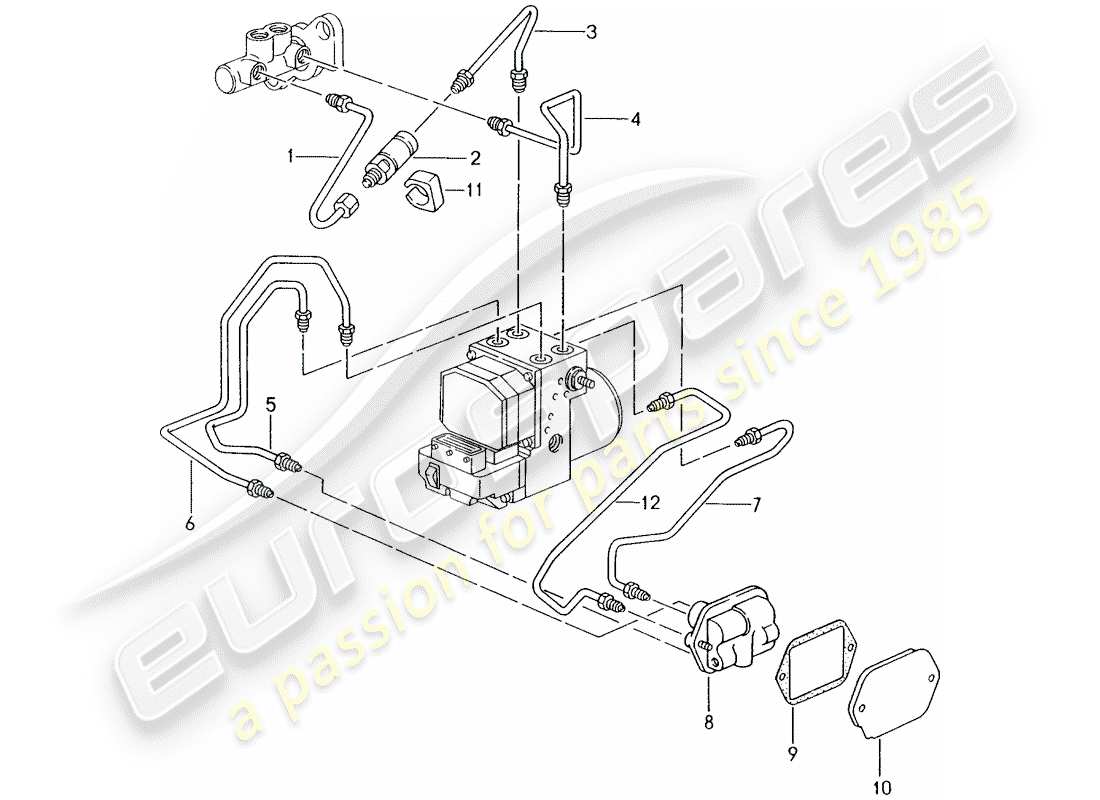 porsche 2004 (986 boxster) conduite de frein - avant schéma des pièces