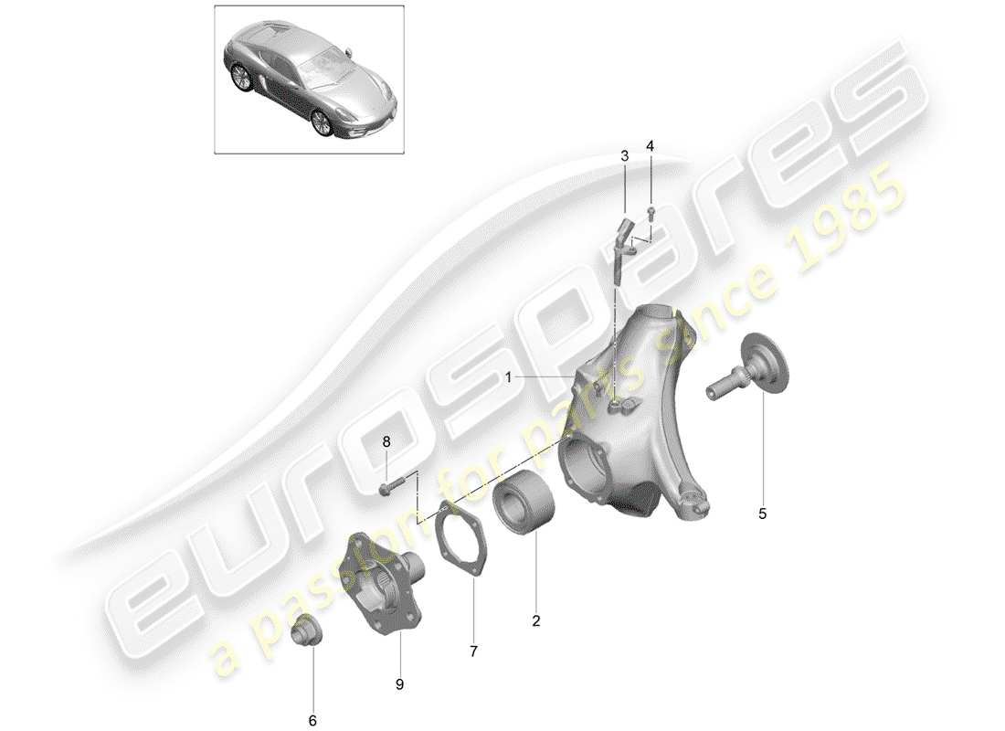 porsche 2015 (981 cayman) support de roue schéma des pièces
