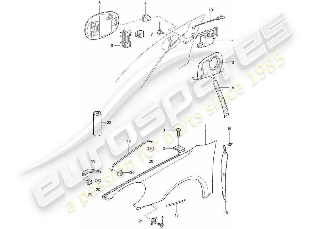 porsche 2006 (987 boxster) aile schéma des pièces