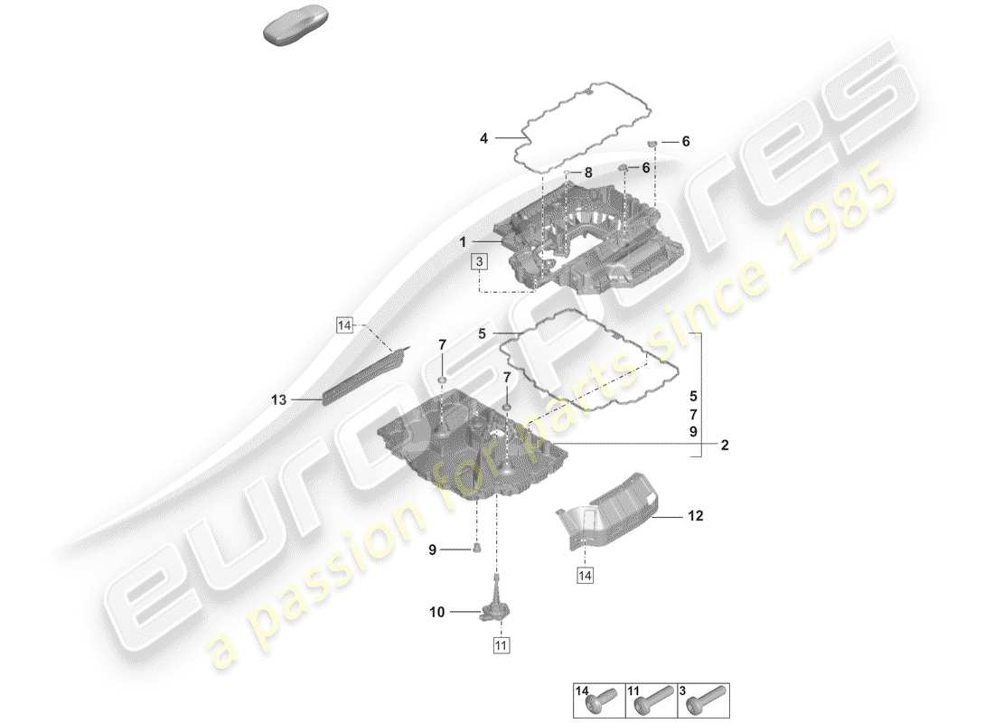 porsche 2019 (992-1) carter d'huile schéma des pièces