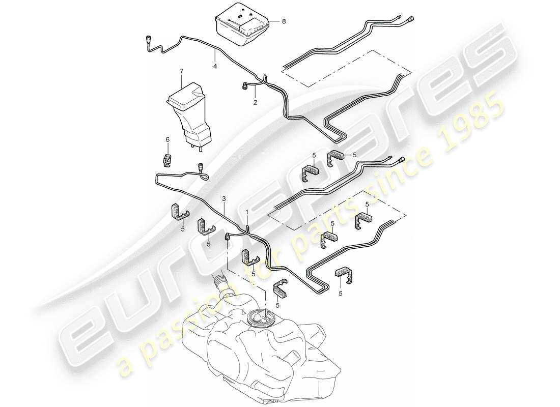 porsche 2006 (987 cayman) système de carburant schéma des pièces