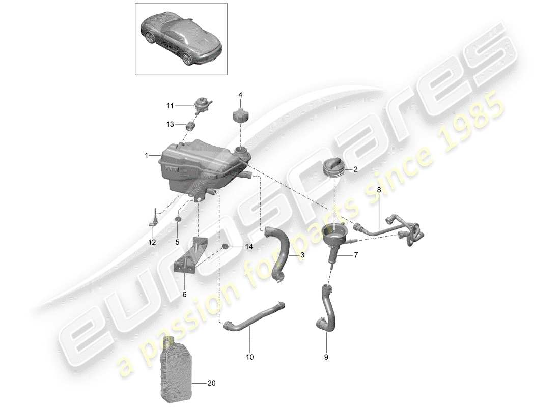 porsche 2015 (981 boxster) refroidissement par eau 3 schéma des pièces