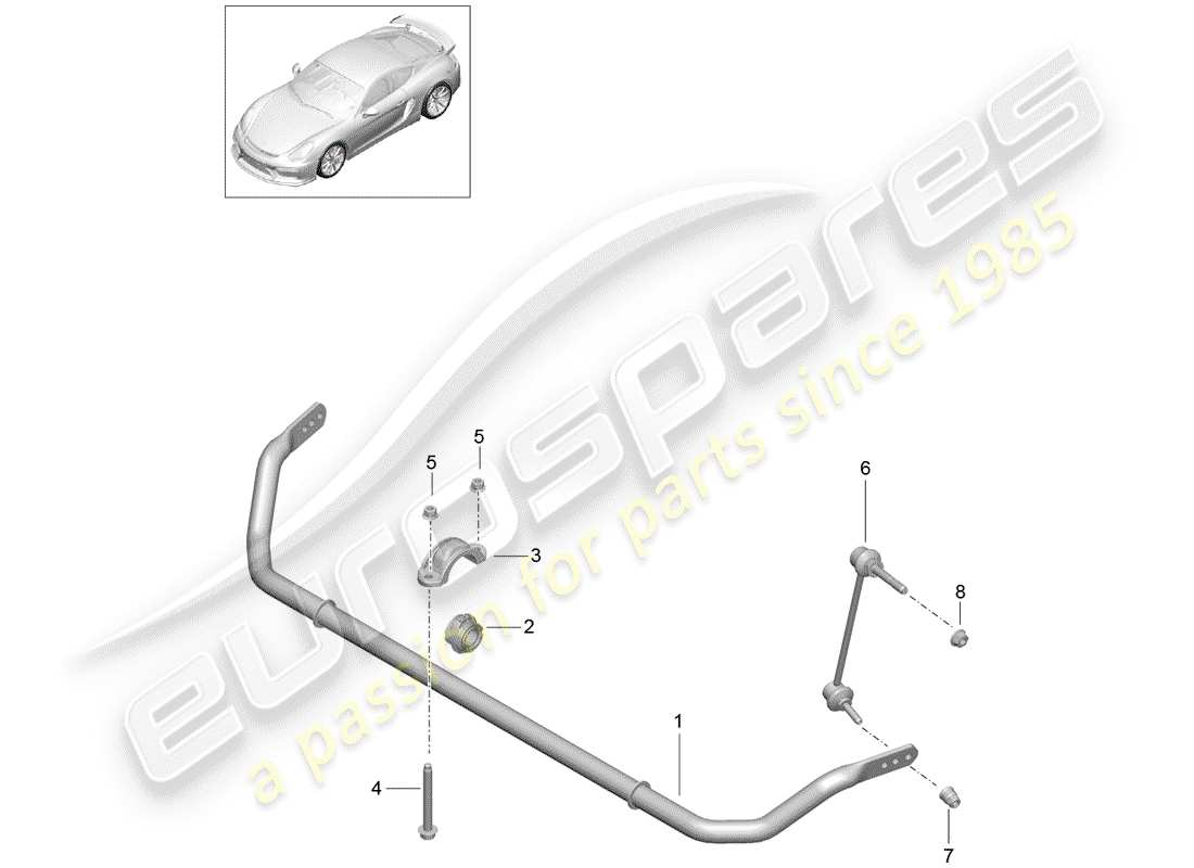 porsche 2016 (981 cayman gt4) stabilisateur schéma des pièces