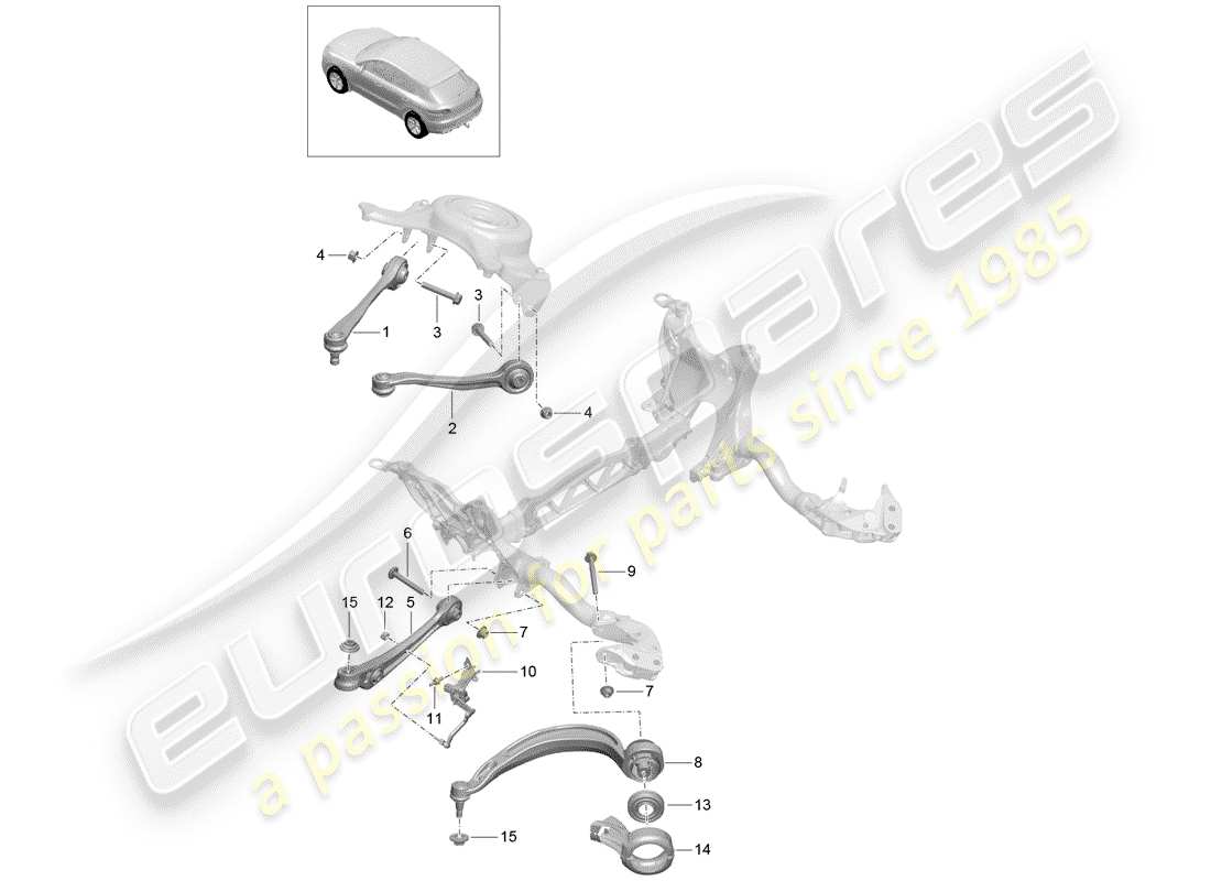 porsche 2014 (macan) bras de commande de voie schéma des pièces