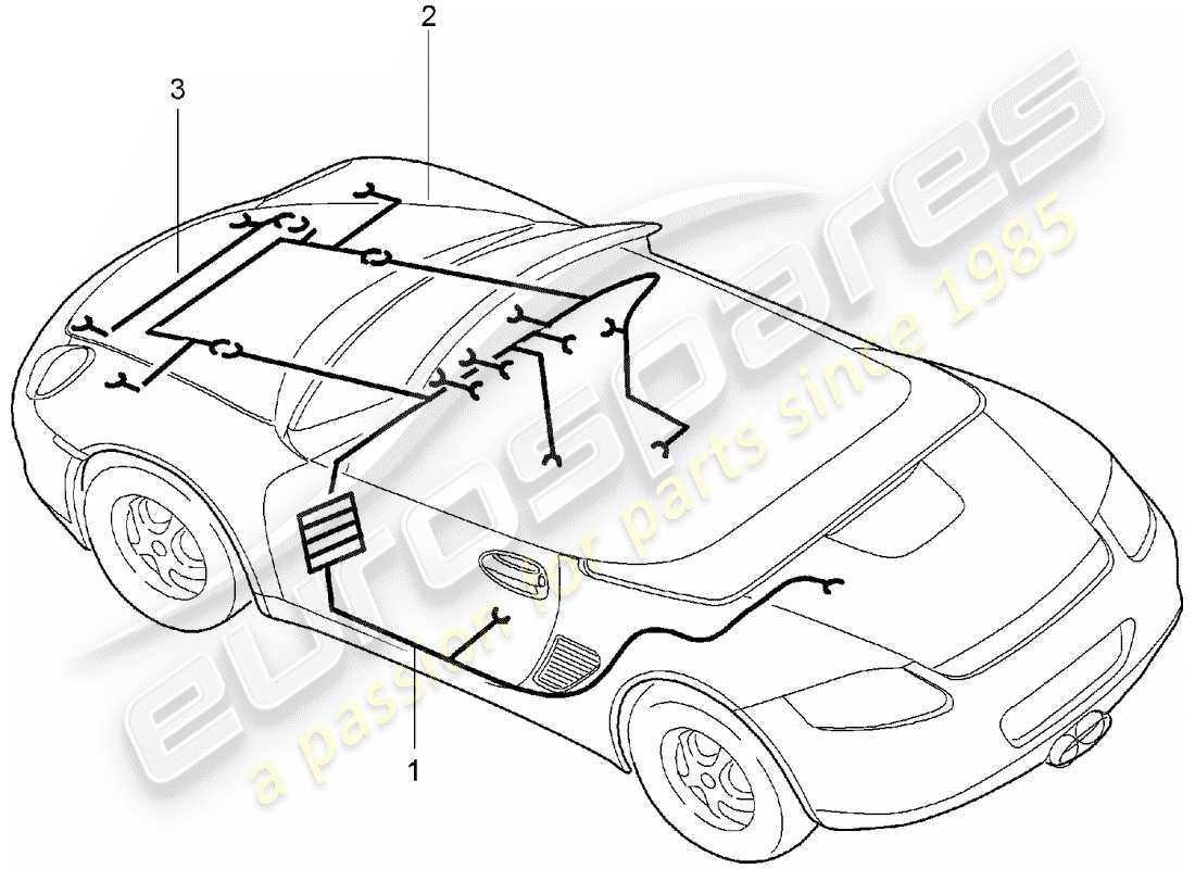 porsche 2008 (987 boxster) faisceaux de câbles schéma des pièces