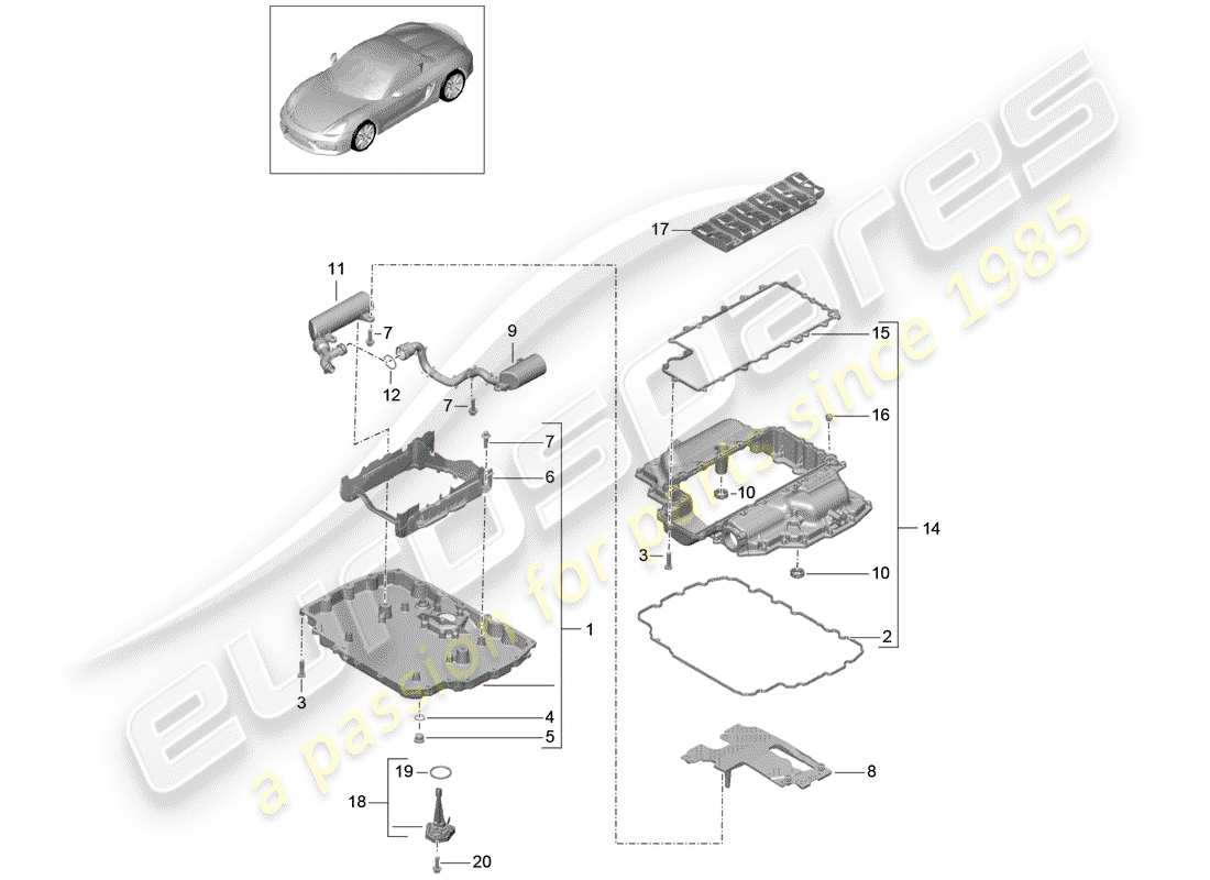 porsche 2016 (981 boxster spyder) carter d'huile schéma des pièces