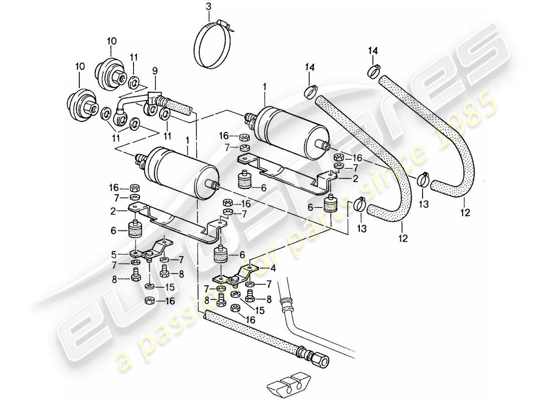 porsche 1988 (959) système de carburant schéma des pièces