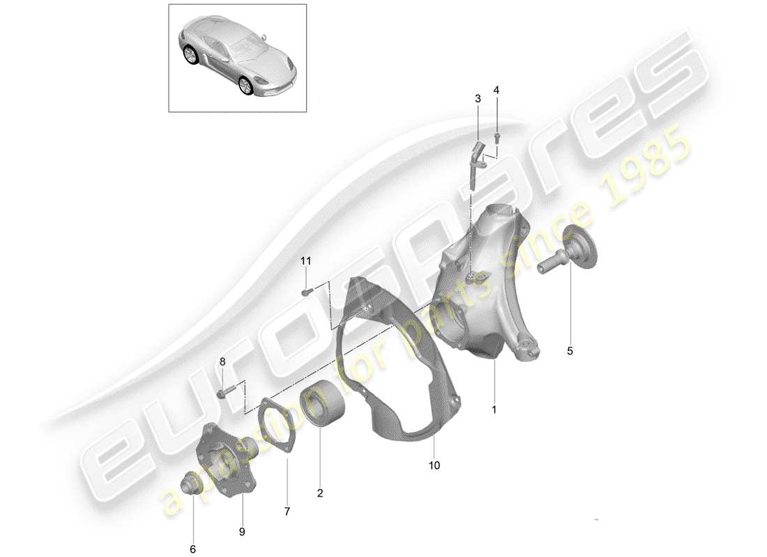 porsche 2017 (718 cayman) support de roue schéma des pièces