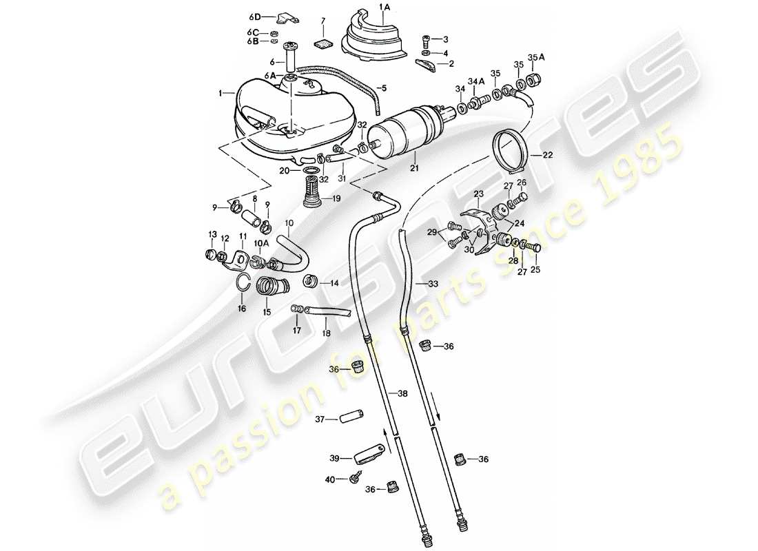 porsche 1983 (911) système de carburant schéma des pièces