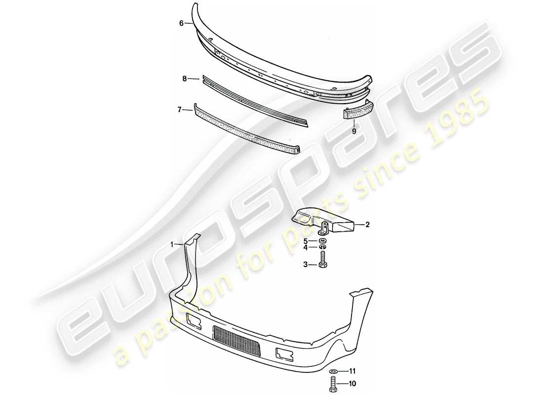 porsche 1988 (911) modèle spécial - conception à nose plate - panneaux extérieurs - pare-chocs - d - mj 1988>> schéma des pièces