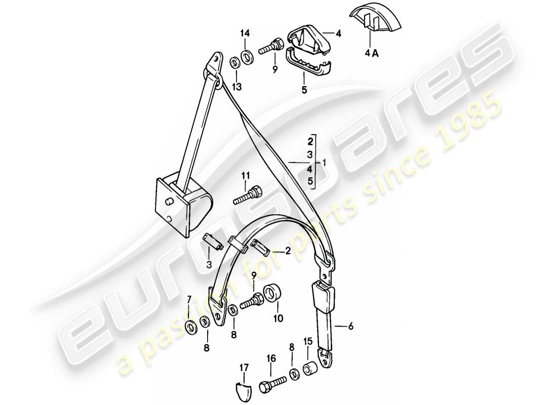 porsche 1982 (944) ceinture de sécurité schéma des pièces