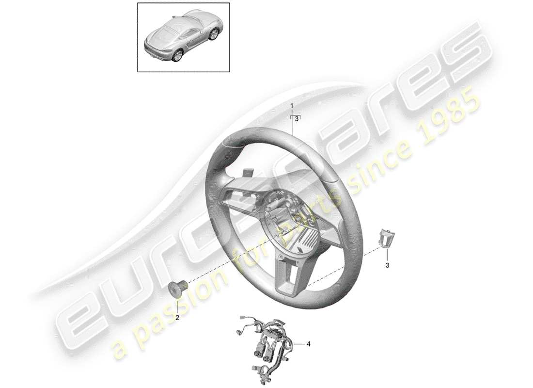 porsche 2019 (718 cayman) volant schéma des pièces