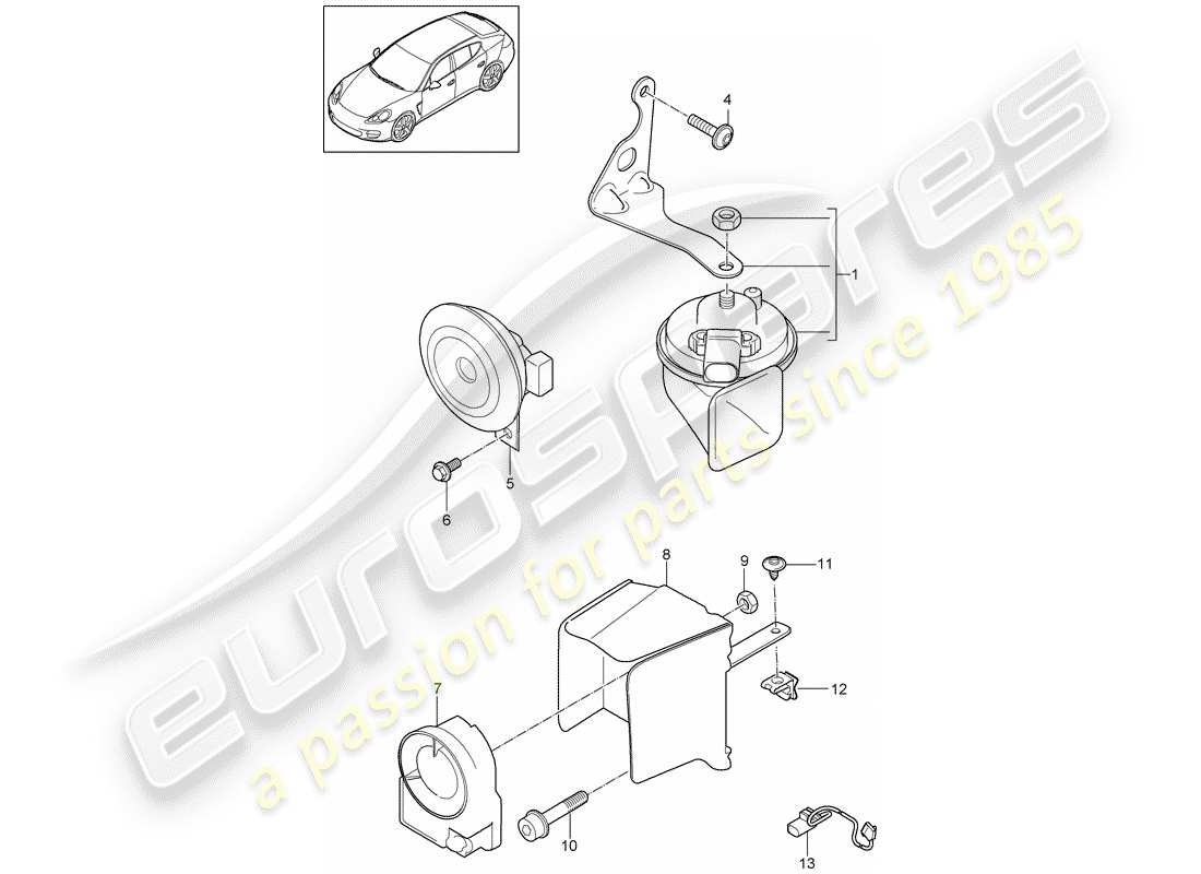 porsche 2015 (panamera 970) diagramme des pièces du klaxon de fanfare