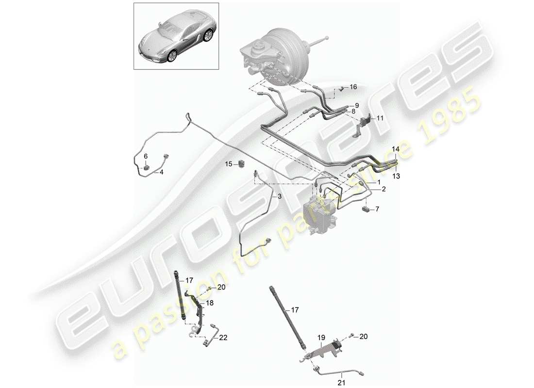 porsche 2016 (981 cayman) conduites de frein schéma des pièces