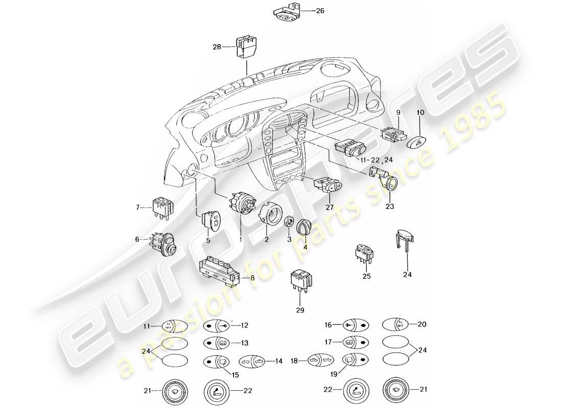 porsche 1998 (996) changer schéma des pièces