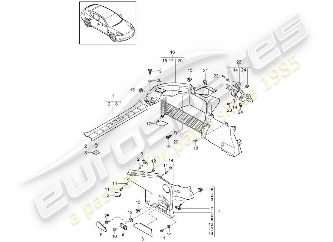 porsche 2015 (panamera 970) garnitures schéma des pièces