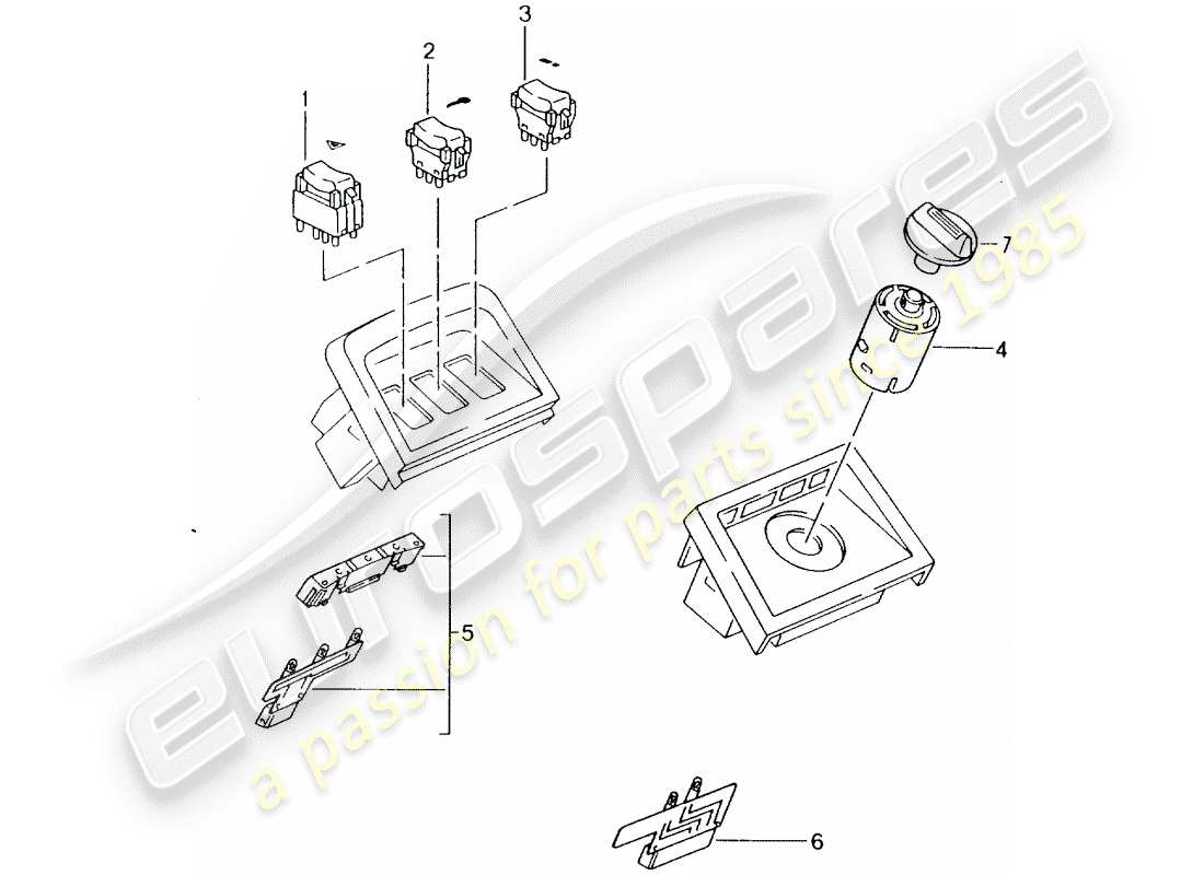 porsche 1994 (964) commutateur - console centrale schéma des pièces