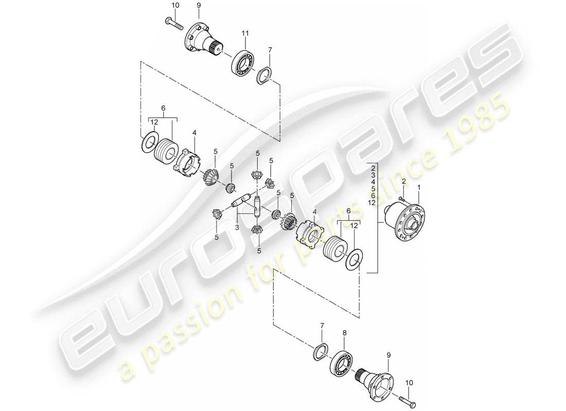 porsche 2003 (996 gt3) différentiel à glissement limité - kits complets - et - de réparation schéma des pièces
