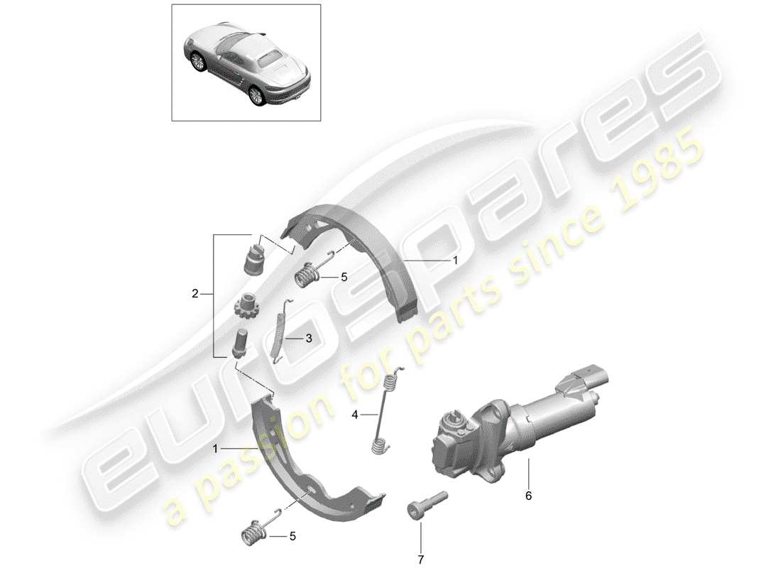 porsche 2019 (718 boxster) frein de stationnement schéma des pièces