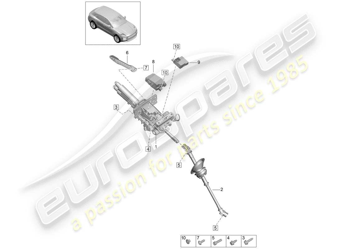 porsche 2019 (macan) colonne de direction schéma des pièces