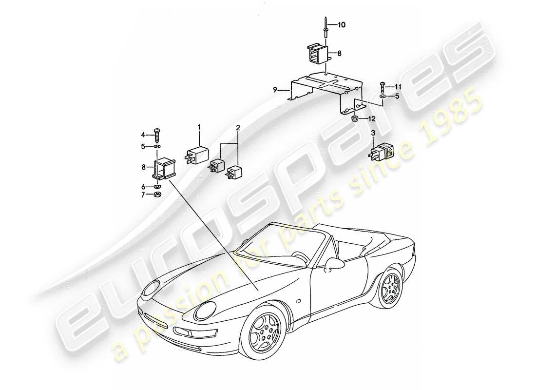 porsche 1992 (968) relais - pour - commande de capote schéma des pièces