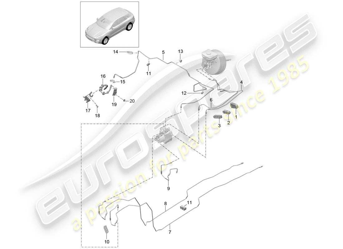 porsche 2015 (macan) conduite de frein schéma des pièces