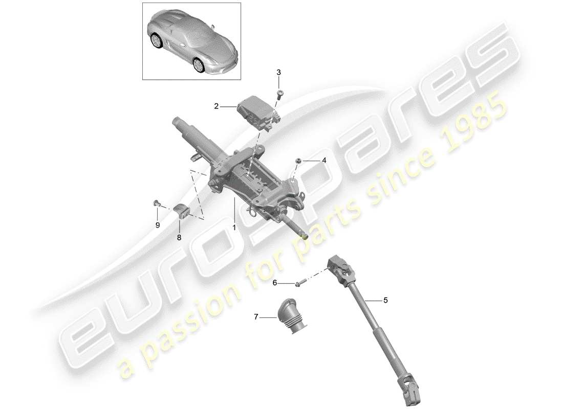 porsche 2016 (981 boxster spyder) colonne de direction schéma des pièces