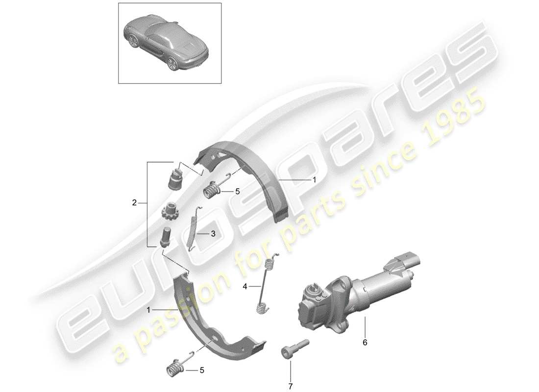 porsche 2015 (981 boxster) frein de stationnement schéma des pièces