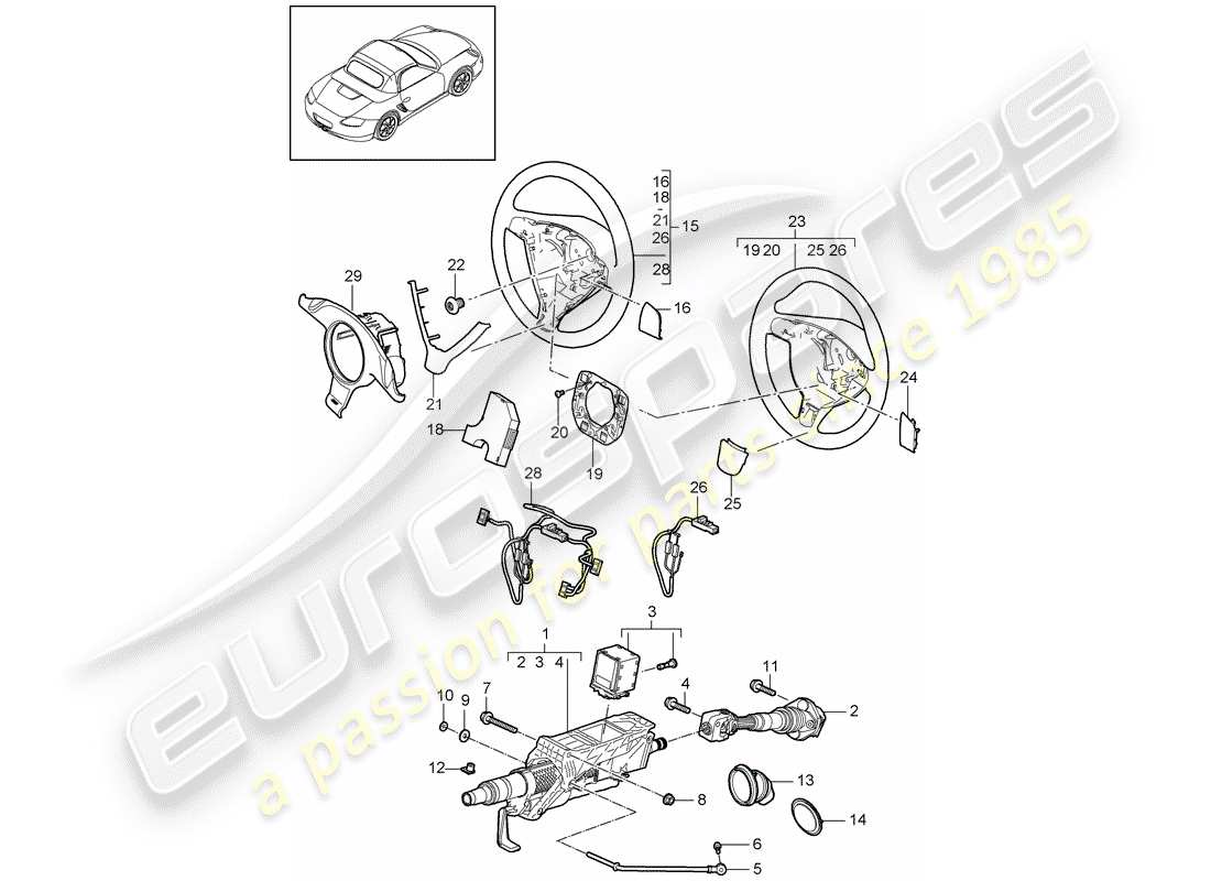 porsche 2011 (987 boxster) tuyau de protection de direction schéma des pièces