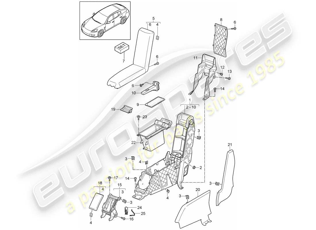 porsche 2016 (panamera 970) console centrale schéma des pièces
