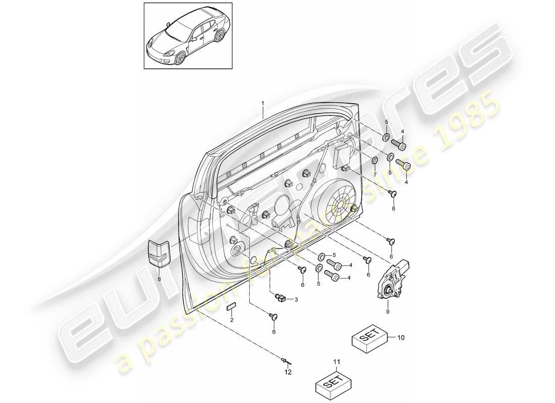 porsche 2011 (panamera 970) régulateur de fenêtre schéma des pièces